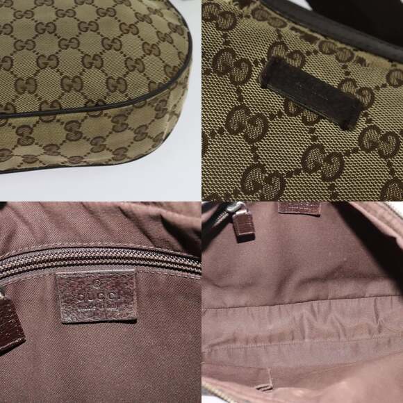 GUCCI GG Canvas Shoulder Bag Beige Silver - Picture 11 of 12